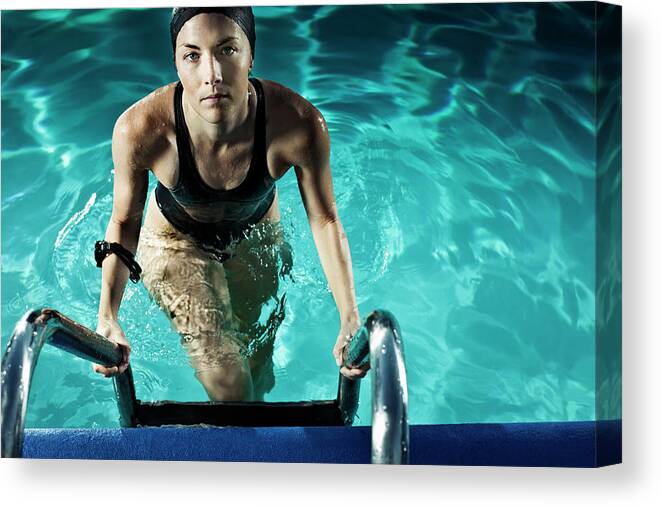 People Canvas Print featuring the photograph Swimmer by Patrik Giardino