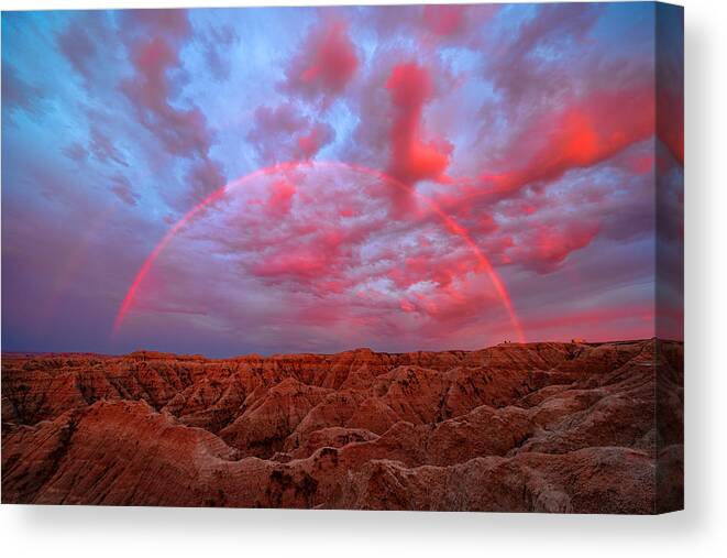 Badlands Canvas Print featuring the photograph Symphany Over Badlands by John Fan