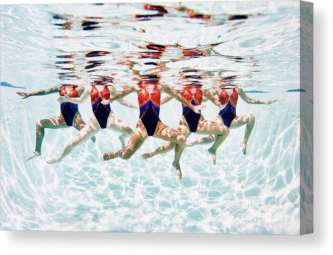 Underwater Canvas Print featuring the photograph Synchronized Swim Team Treading Water by Thomas Barwick