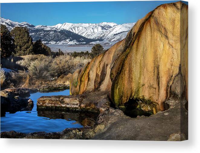  Canvas Print featuring the photograph Travertine hot spring by John T Humphrey