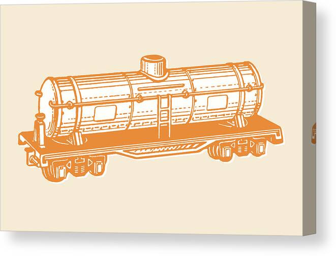 Campy Canvas Print featuring the drawing Tanker Railroad Car by CSA Images