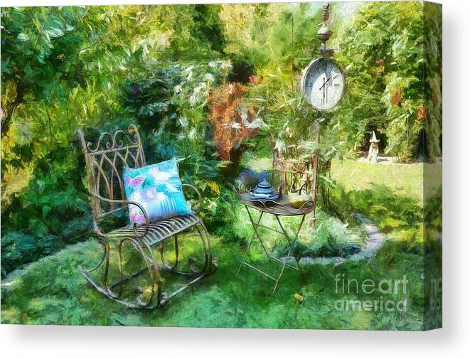 Garden Canvas Print featuring the mixed media Teatime by Eva Lechner