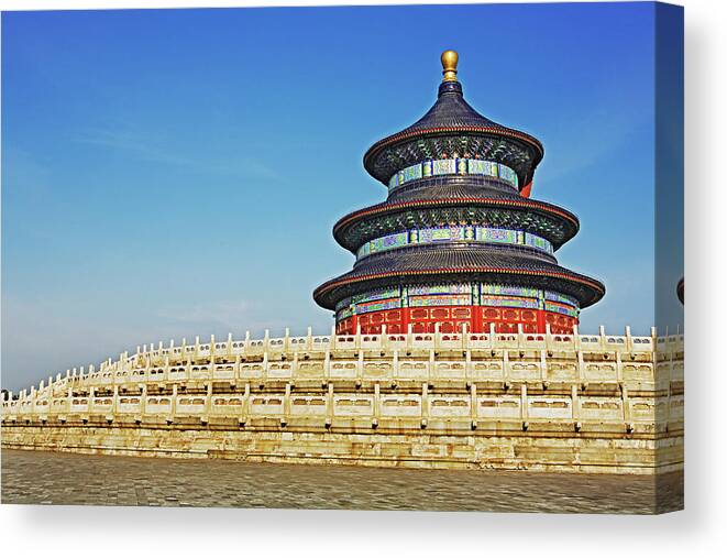 Chinese Culture Canvas Print featuring the photograph Temple Of Heaven Park, Beijing by John W Banagan