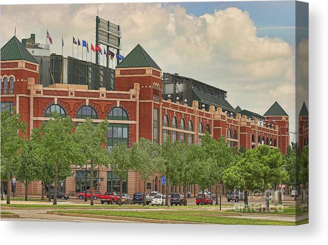 Stadium Canvas Print featuring the photograph Texas Rangers Ball Park by Joan Bertucci