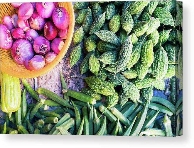 Asian Canvas Print featuring the photograph Thai Market Vegetables by Nicole Young