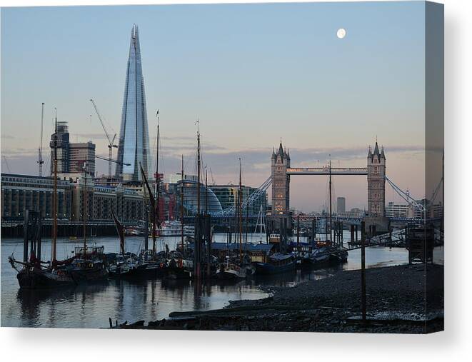 Gla Building Canvas Print featuring the photograph Thames At Twilight by Adam Lister