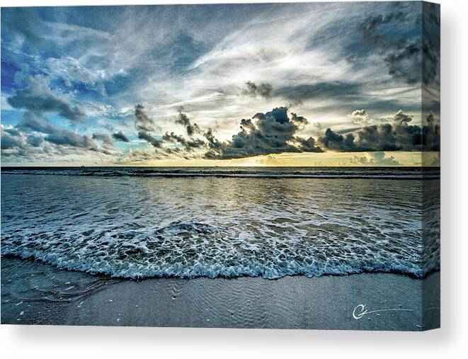 Adobe Waves Pixels Blue Beach Waves Canvas Print featuring the photograph The Approach by Cornelius Powell