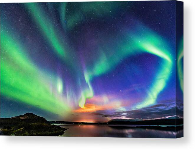 Aurora Canvas Print featuring the photograph The Aurora In Iceland by Jeffrey C. Sink