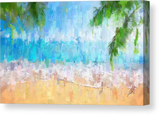 Blue Skye Canvas Print featuring the painting The blue skye - Aloha Hawaii by Vart Studio