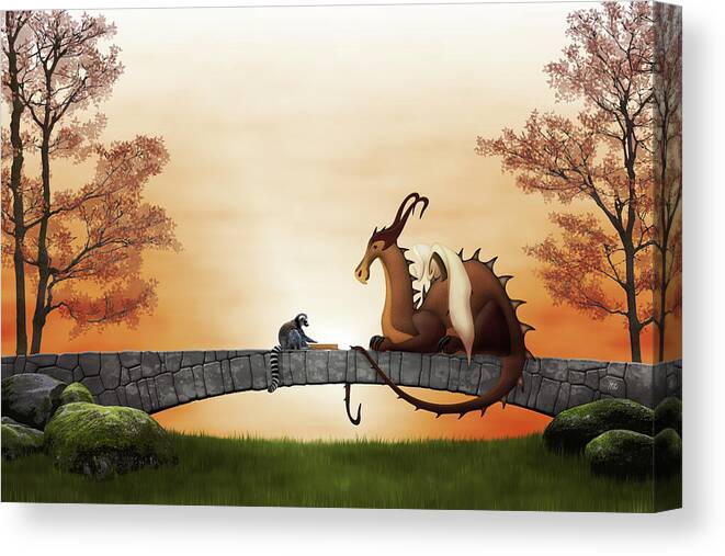 Dragontales Canvas Print featuring the digital art The book by Moira Risen