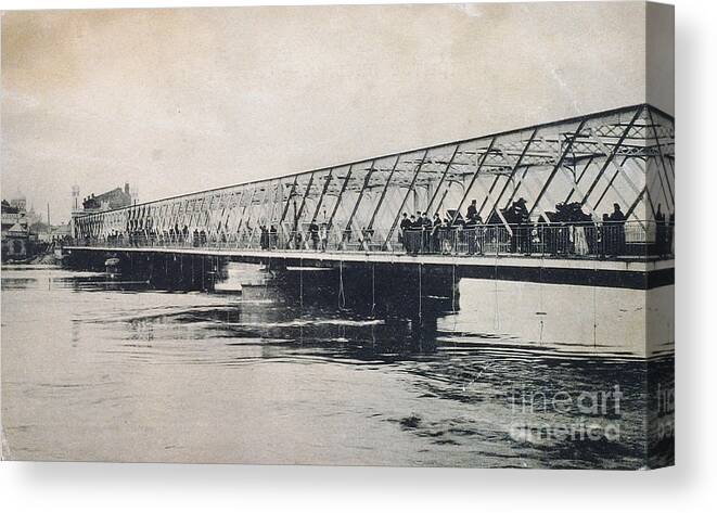Civil Engineering Canvas Print featuring the drawing The Borodinsky Bridge During The Flood by Heritage Images