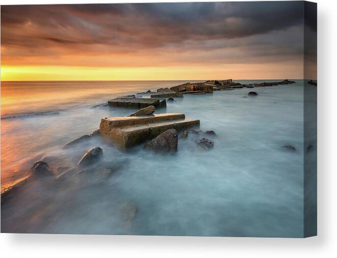 Long Exposure Canvas Print featuring the photograph The Bridge Of The Sea by Gunarto Song