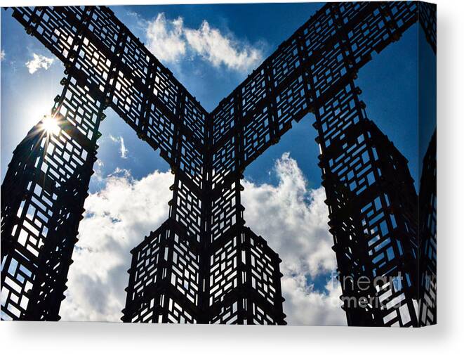 Architecture Canvas Print featuring the photograph The Bronze house construction in Sofia by Yavor Mihaylov