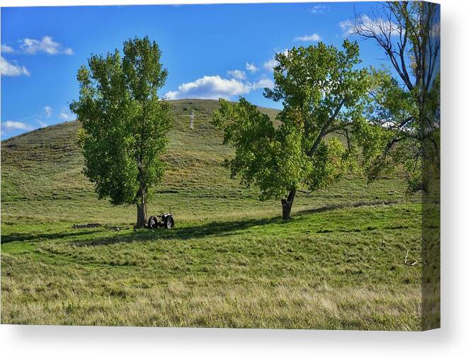 South Dakota Canvas Print featuring the photograph The Cross on the Hill by M Dale