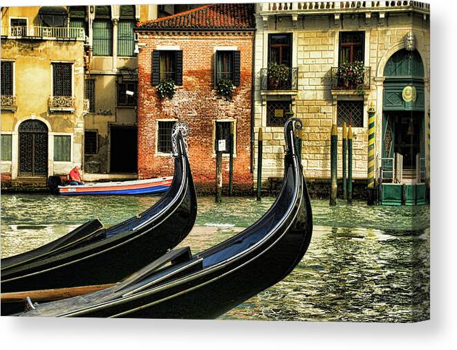 Venice Canvas Print featuring the photograph The Dancing Gondolas by Mary Buck