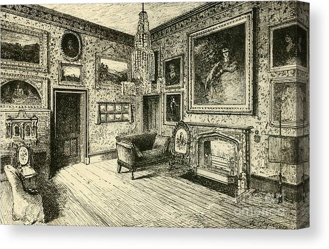 Home Decor Canvas Print featuring the drawing The Drawing-room At Abbotsford by Print Collector