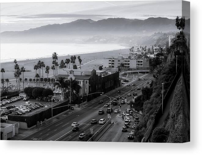 Santa Monica Bay Canvas Print featuring the photograph The Evening Drive Home by Gene Parks