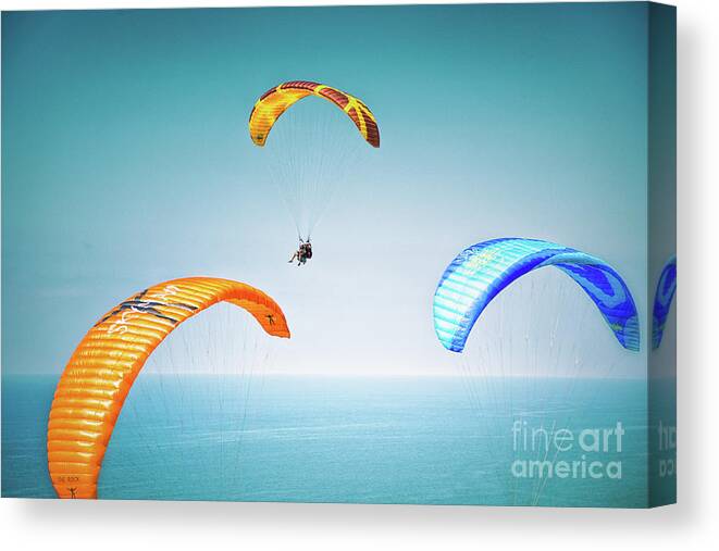 Paragliding Canvas Print featuring the photograph The Glide by Becqi Sherman