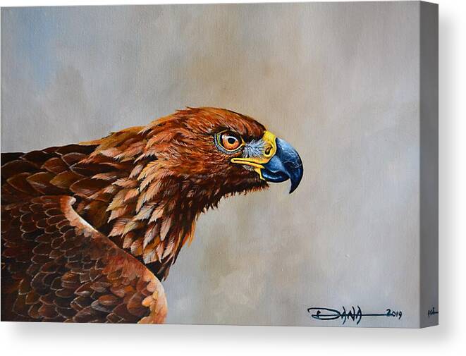 Birds Canvas Print featuring the painting The Golden Eagle by Dana Newman