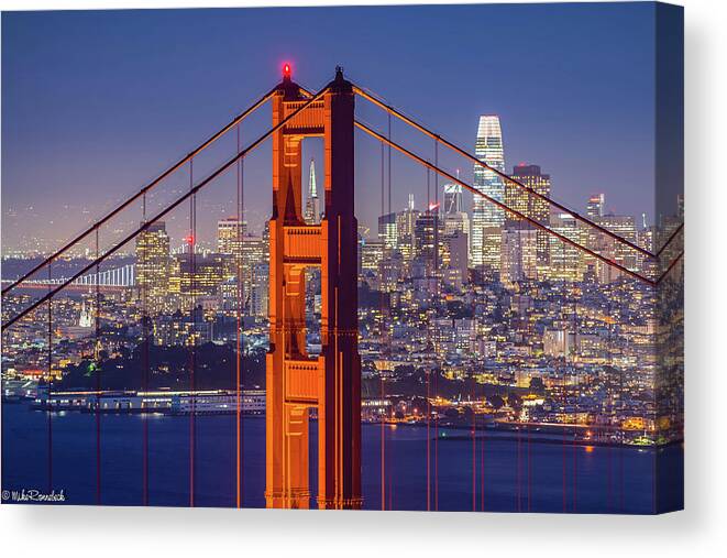 Golden Gate Bridge Canvas Print featuring the photograph The Golden Gate by Mike Ronnebeck