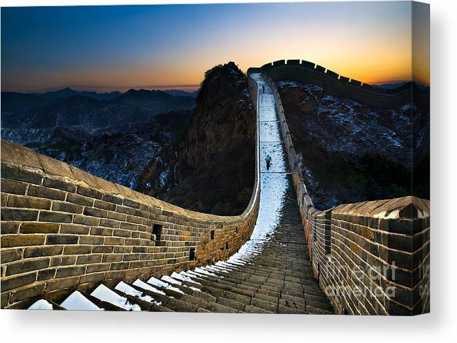 Cold Canvas Print featuring the photograph The Great Wall by Jun Mu