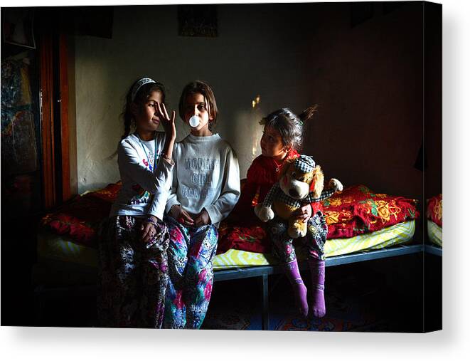 Child Canvas Print featuring the photograph The Gum by Feyyaz etinel