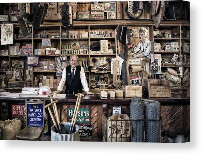 Old
Beamish
Victorian
Time
Long
Ago
Ironmonger
Shop
Counter
Man Canvas Print featuring the photograph The Hardware Store by Daniel Springgay