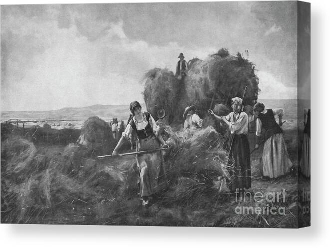 Working Canvas Print featuring the drawing The Harvesters by Print Collector