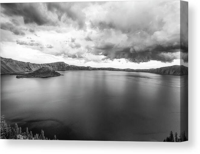 The Heavens Above Crater Monochrome Canvas Print featuring the photograph The Heavens Above Crater Monochrome by Joseph S Giacalone