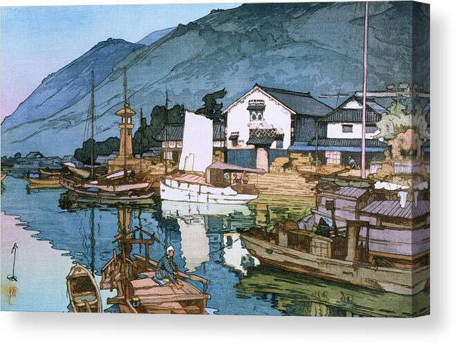 Yoshida Canvas Print featuring the painting The Inland Sea Series, Second Series - Tomonoura Harbor - Digital Remastered Edition by Yoshida Hiroshi