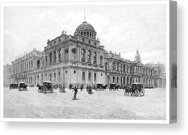 Engraving Canvas Print featuring the drawing The Law Courts, Melbourne, Victoria by Print Collector
