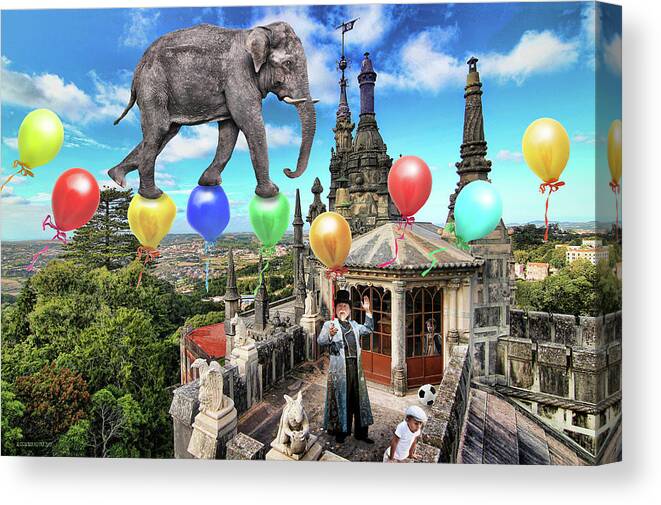 Elephant Canvas Print featuring the photograph The Magician on the Roof by Aleksander Rotner