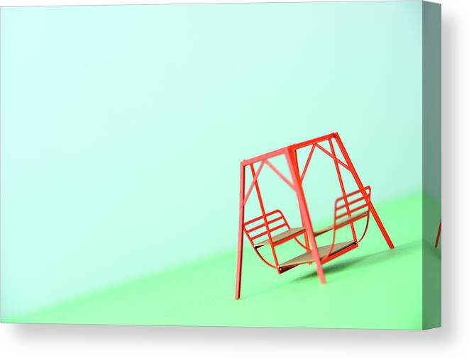 Paper Craft Canvas Print featuring the photograph The Model Of The Swing Made Of The Paper by Yagi Studio