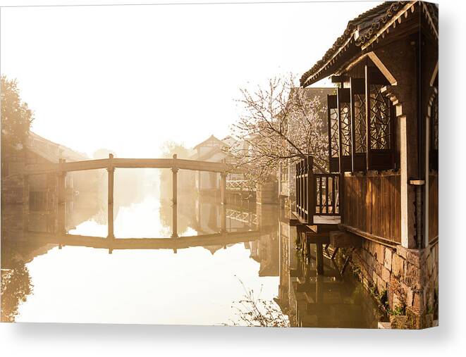 Dawn Canvas Print featuring the photograph The Morning Of Wuzhen by Lacily Wu Presents