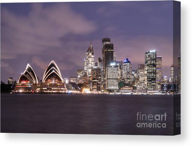 Australia Canvas Print featuring the photograph the night of Sydney by Didier Marti