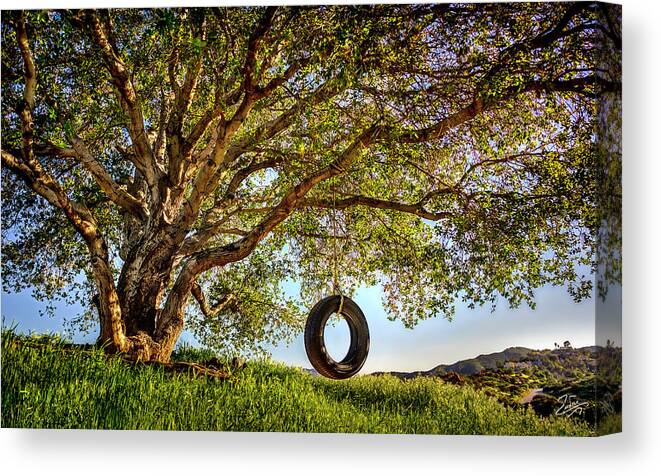 Oak Tree Canvas Print featuring the photograph The Old Tire Swing by Endre Balogh