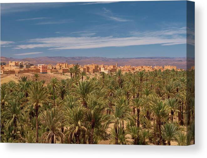 Non-urban Scene Canvas Print featuring the photograph The Palmery Of Nkob In The Draa Valley by Dave Stamboulis Travel Photography