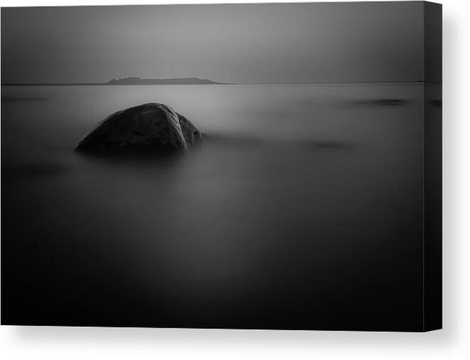 Abstract Canvas Print featuring the photograph The Sleeping GIent from Snady Beach BW Long Expo by Jakub Sisak