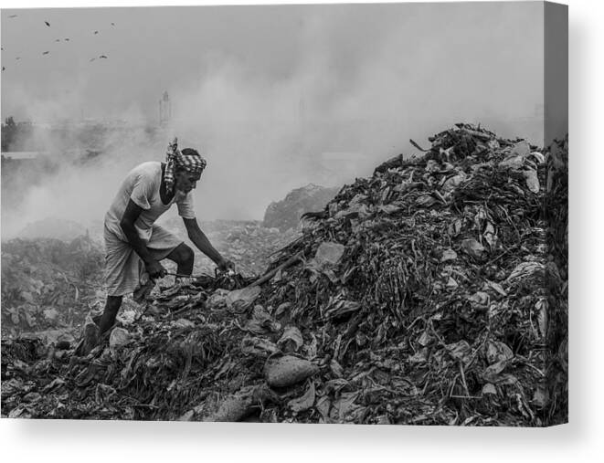 People Canvas Print featuring the photograph The Struggle Of Life by Sanchayan Chowdhury