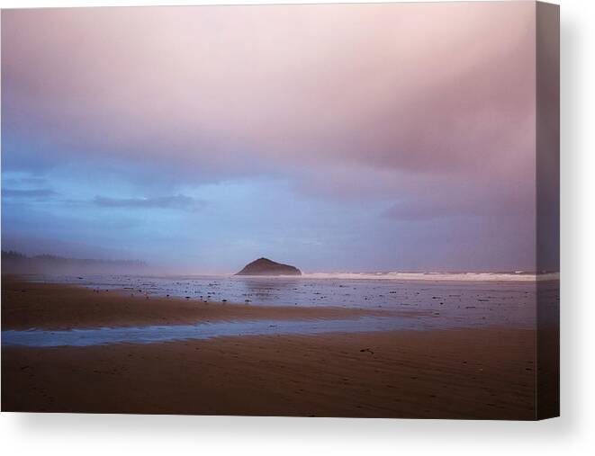 Pd Canvas Print featuring the photograph The Sun Sets On Long Beach In The Pacific Rim National Park. by Cavan Images