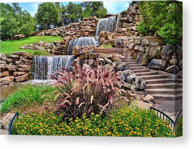 Steps Canvas Print featuring the photograph The Wichita Falls Waterfall, Landmark by Dszc
