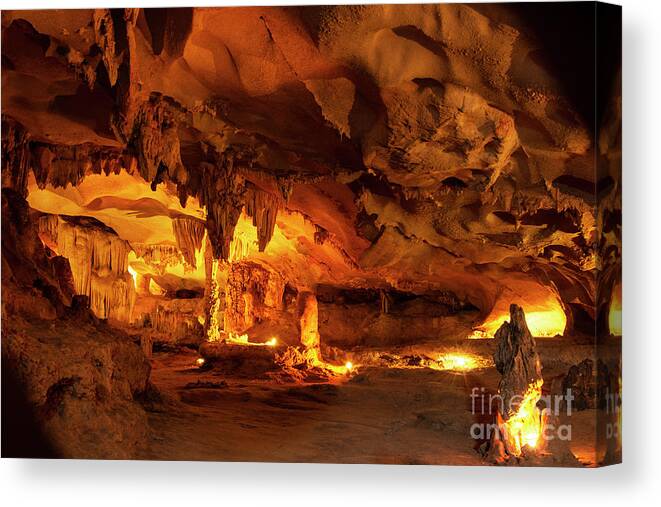 Bai Tu Long Bay Canvas Print featuring the photograph Thien Canh Son Cave Two by Bob Phillips