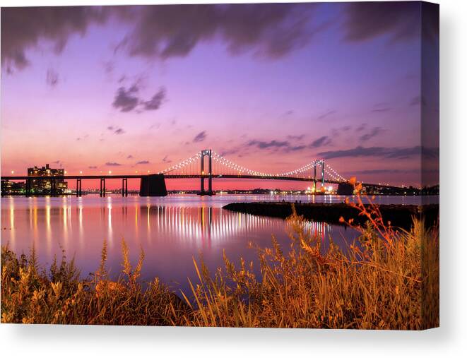 Bridge Canvas Print featuring the photograph Throgs Neck Bridge Sunset #1 by John Randazzo