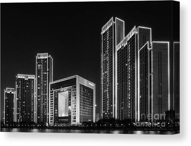 Skyline Canvas Print featuring the photograph Tianjin skyline by Iryna Liveoak