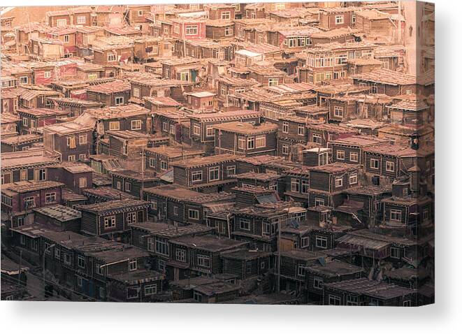Architecture Canvas Print featuring the photograph Tibet Institute Of Buddhism ?????? by Qiye????