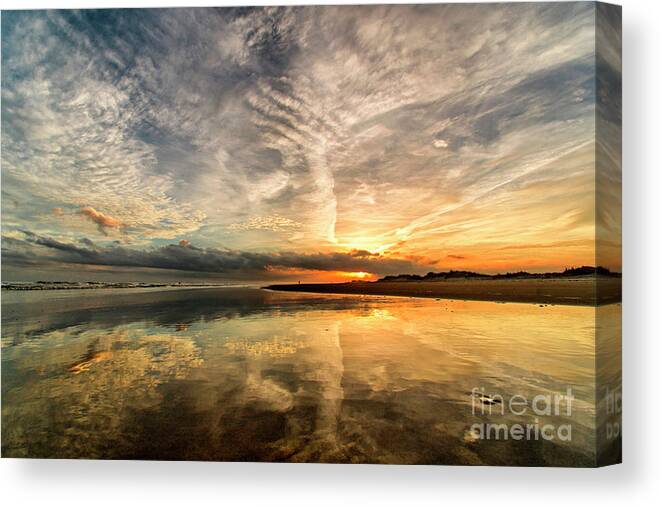 Sunset Canvas Print featuring the photograph Tip of the Island by DJA Images