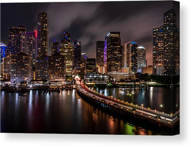 Cityscape Canvas Print featuring the photograph To The Heart Of Night Light by Ariel Ling