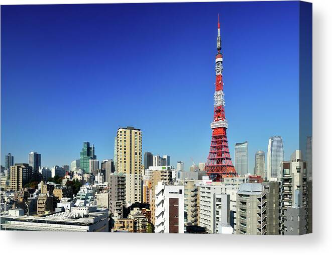 Tokyo Tower Canvas Print featuring the photograph Tokyo Tower And Cityscape by Vladimir Zakharov