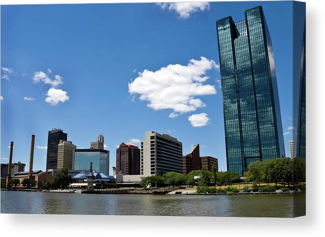 Building Exterior Canvas Print featuring the photograph Toledo, OH Skyline by Tito Slack