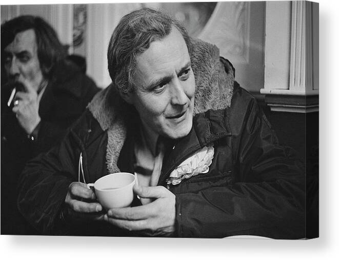 People Canvas Print featuring the photograph Tony Benn Campaigning by Reg Burkett